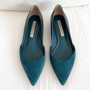 Diane Von Furstenberg Teal Leather Flats